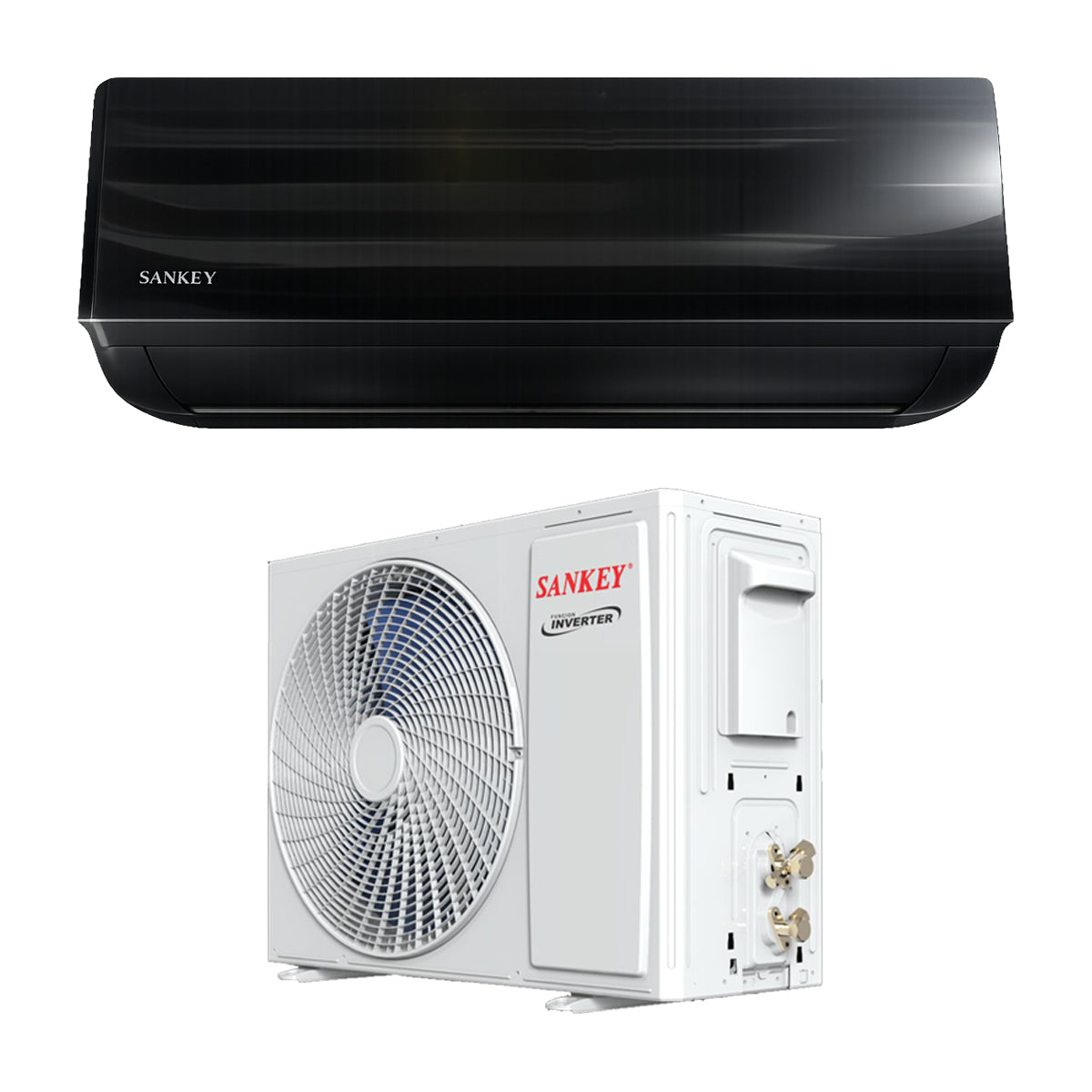 Sankey Aire Acondicionado Split Inverter Serie Superiore 12,000 BTU | SEER 21 | WiFi | Alta Eficiencia | Protección de Voltaje | Enfriamiento Supremo | Silver Ion | 220v | Black Mirror