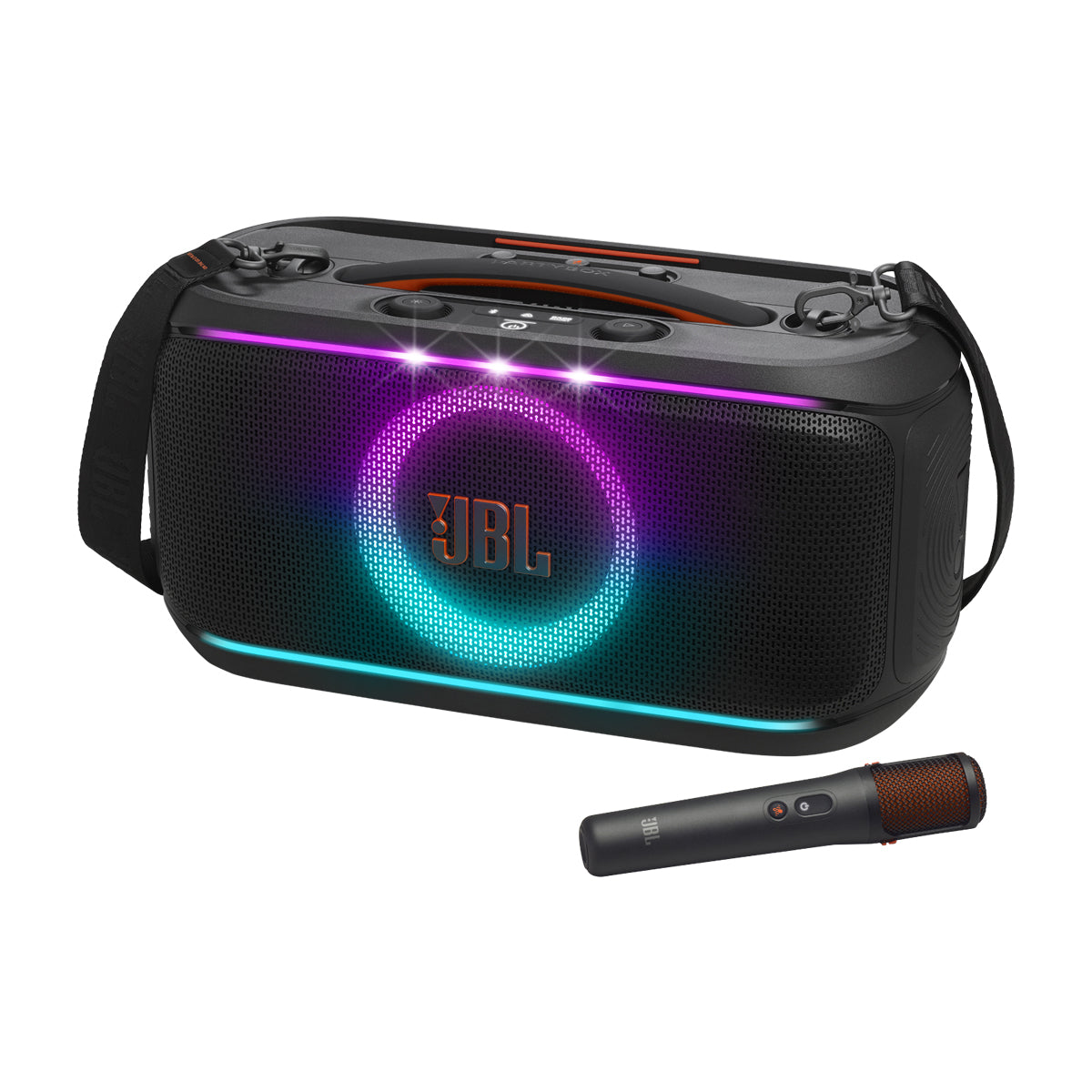 JBL PartyBox On-the-Go 2 Plus Bocina Portátil Bluetooth | JBL Original Pro | Micrófono | Luces | 15H | IPX4 | Negro