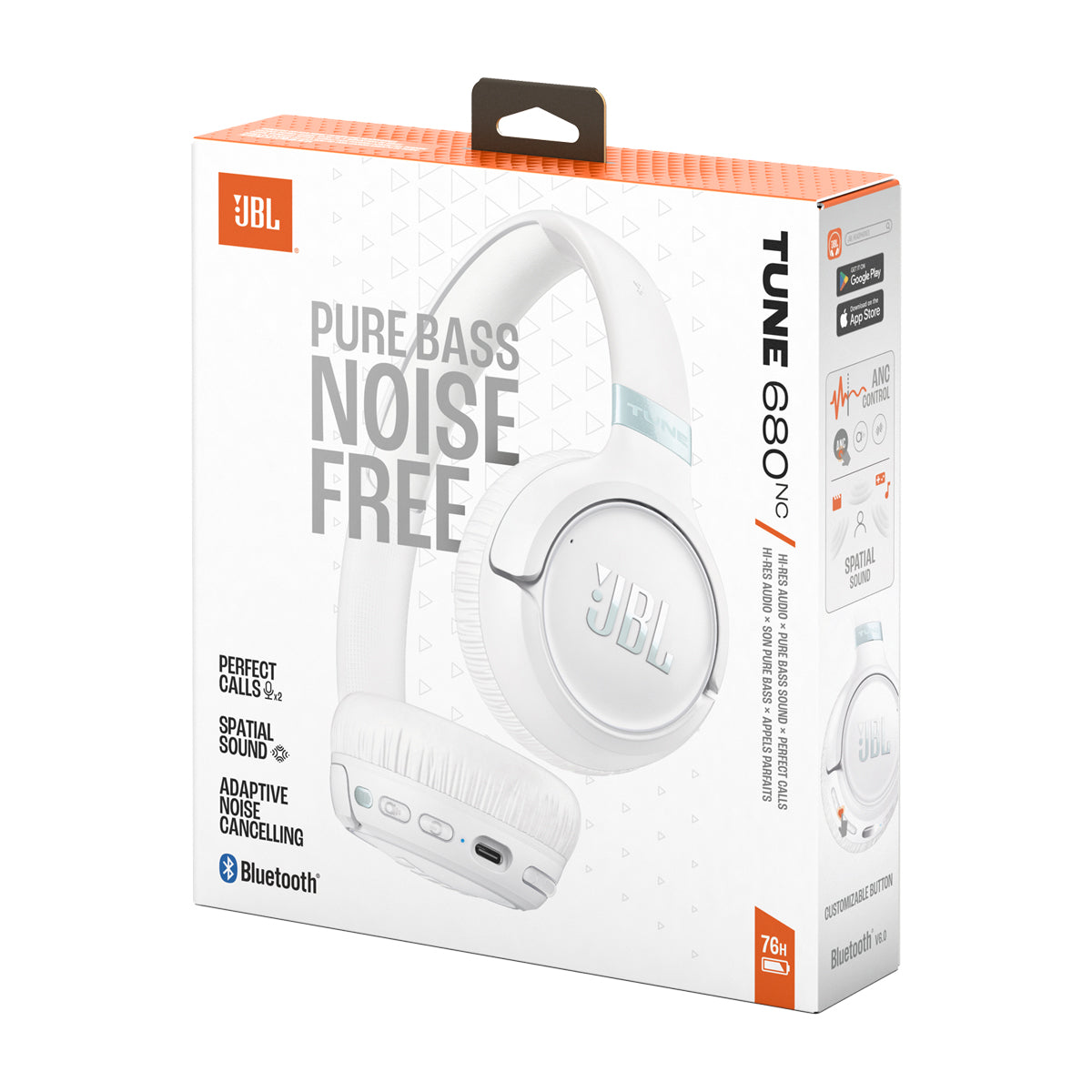 JBL Tune 680NC Audífonos Inalámbricos Bluetooth On-Ear | Adaptive Noise Cancelling | Blanco