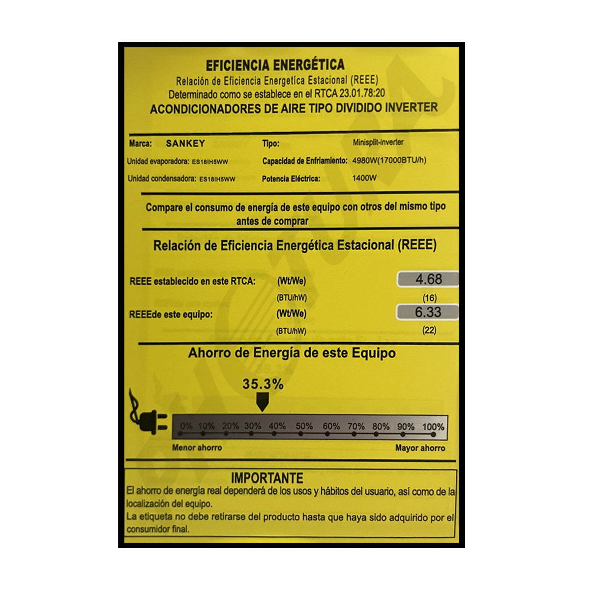 Sankey Aire Acondicionado Split Inverter 17,000 BTU | SEER 22 | WiFi | Alta Eficiencia | Enfriamiento Supremo | Silver Ion | Filtro de Carbon Activo | 220v | White Mirror