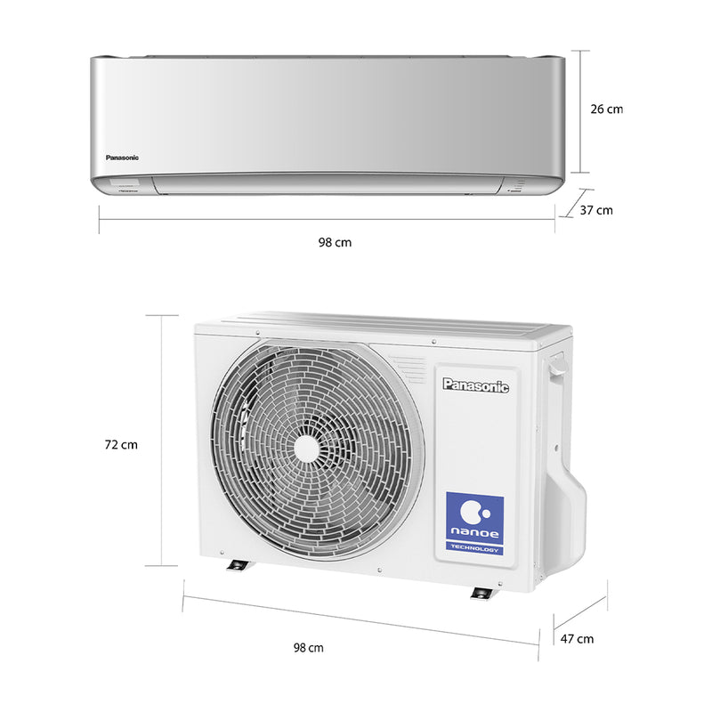 Panasonic Aire Acondicionado Split Premium Inverter 18,000 BTU | nanoeX Mark 2 | WiFi Comfort Cloud | Filtro Antibacterial | Blue Fin | Hasta 70% de Ahorro | 220v | Gris
