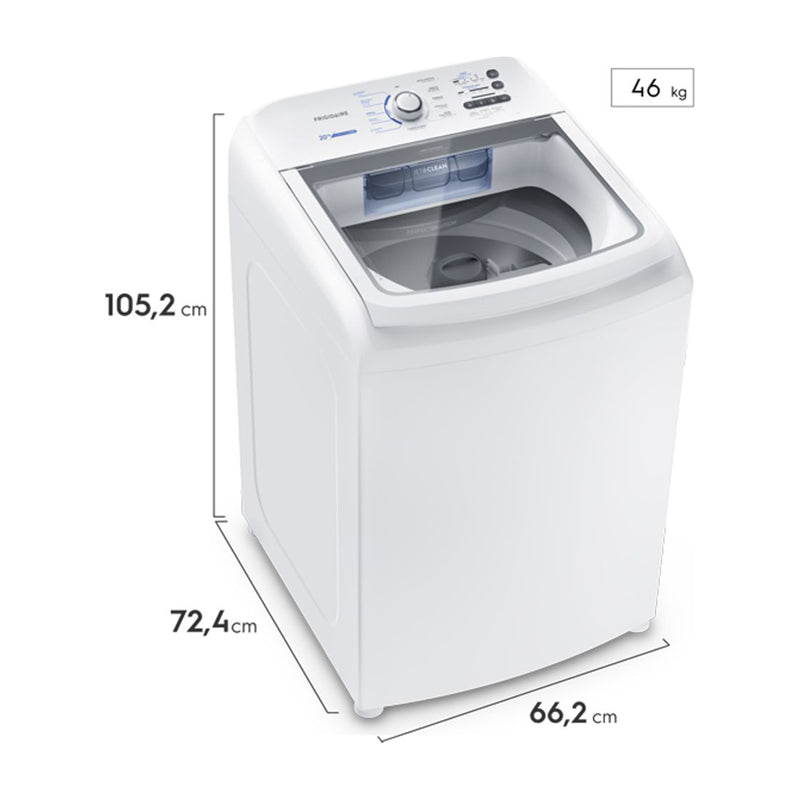 Frigidaire Lavadora Automática de Carga Superior | Essential Care | Jet&Clean | Perfect Dilution | Super Silencioso | 22kg
