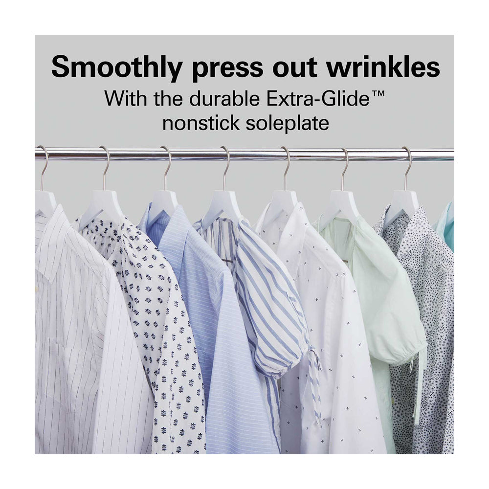 Hamilton Beach Plancha de Ropa a Vapor | Vapor Versátil | Extra-Glide | Anti-Goteo | Gris Negro