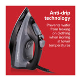 Hamilton Beach Plancha de Ropa a Vapor | Vapor Versátil | Extra-Glide | Anti-Goteo | Gris Negro