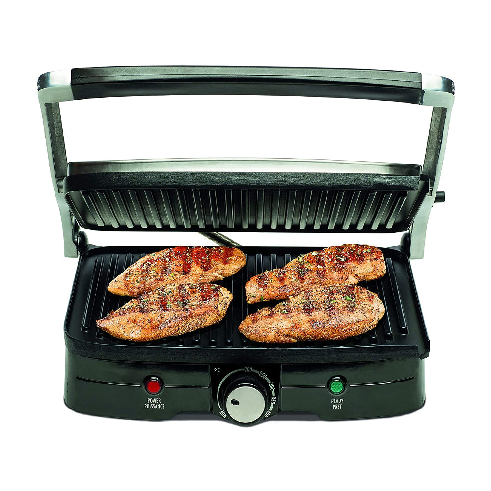 Hamilton Beach Prensa para Panini, Sandwichera y Parrilla para Interiores | Plateado