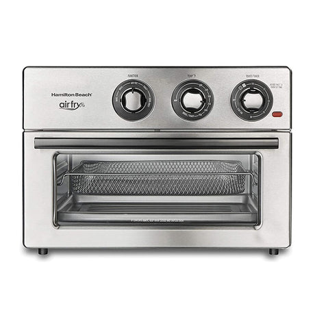 Hamilton Beach Horno Eléctrico con Freidora de Aire de 21.24L | Convección | Bandeja Deslizable | Acero Inoxidable | 1800W | Plateado