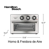 Hamilton Beach Horno Eléctrico con Freidora de Aire de 21.24L | Convección | Bandeja Deslizable | Acero Inoxidable | 1800W | Plateado