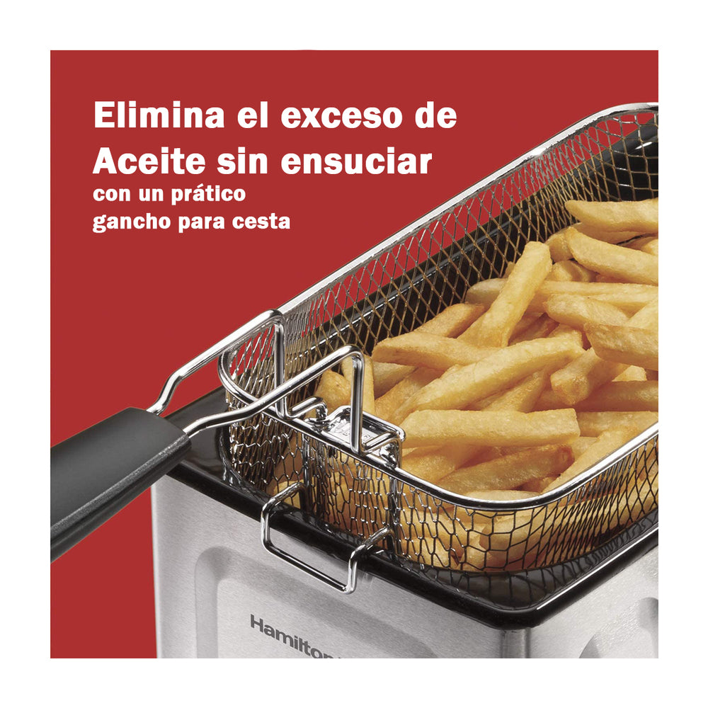 Hamilton Beach Freidora de Aceite de Inmersión | 12 Tazas de Aceite | 8 Tazas de Alimento | Profesional