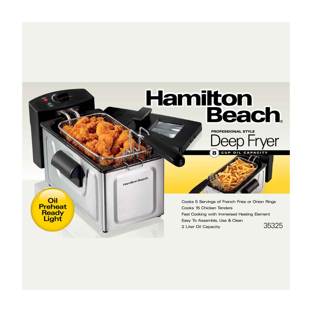 Hamilton Beach Freidora de Aceite de Inmersión | 8 Tazas de Aceite | 6 Tazas de Alimento | Profesional