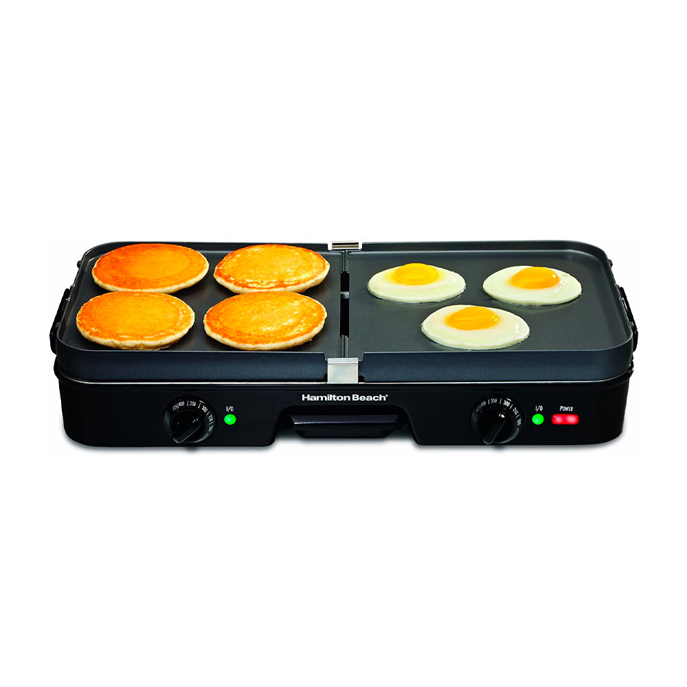 Hamilton Beach Parrilla Eléctrica 3 en 1 | Plancha | Bandeja de Goteo | Rejillas de Doble Cara | 1400W | Negro