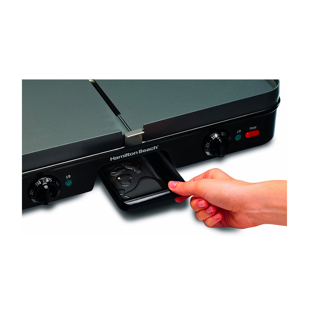 Hamilton Beach Parrilla Eléctrica 3 en 1 | Plancha | Bandeja de Goteo | Rejillas de Doble Cara | 1400W | Negro