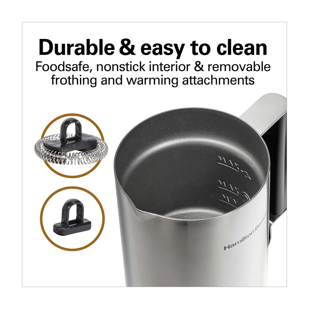 Hamilton Beach Espumador / Calentador de Leche | 3 Programas | Apagado Automático | Acero Inoxidable