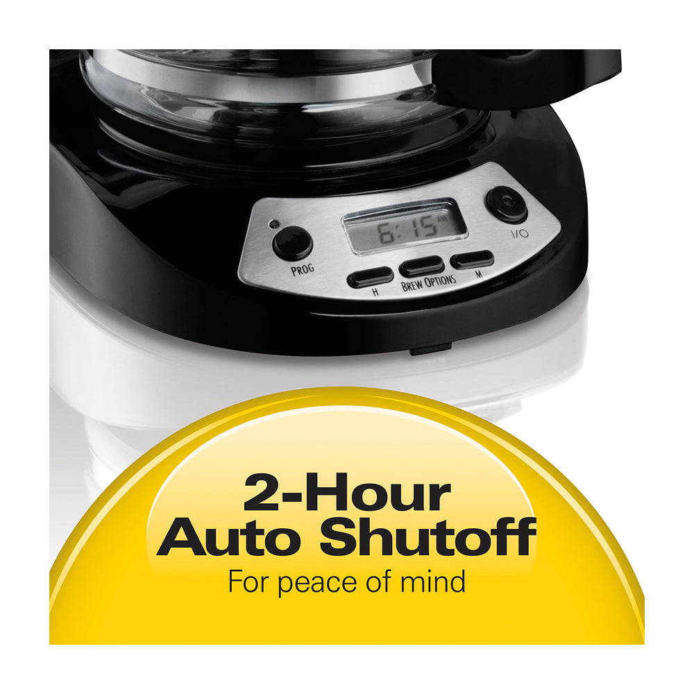 Hamilton Beach Cafetera de 12 Tazas | Programable | Pantalla LED | Negro