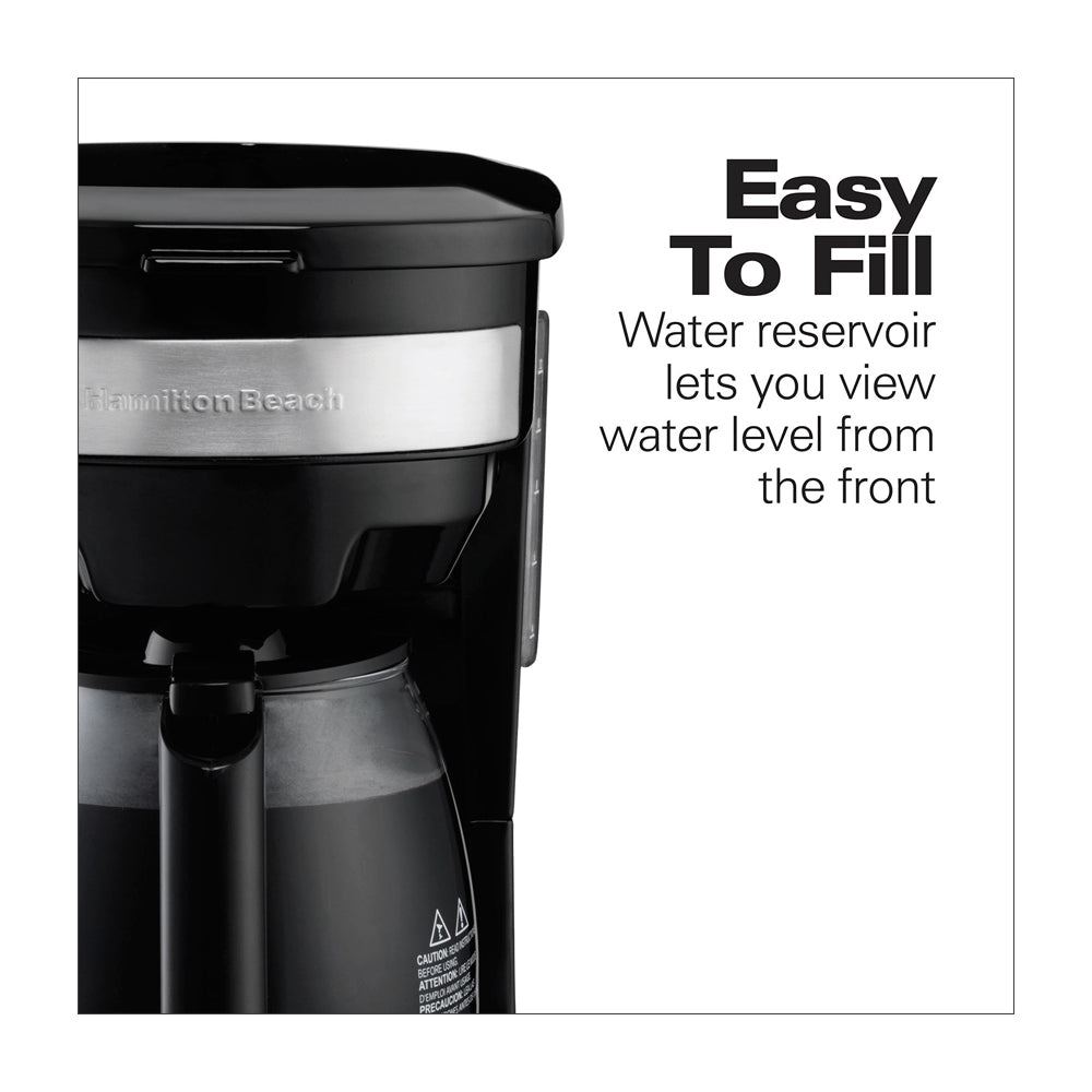 Hamilton Beach Cafetera de 12 Tazas | Programable | Pantalla LED | Negro