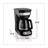 Hamilton Beach Cafetera de 12 Tazas | Programable | Pantalla LED | Negro