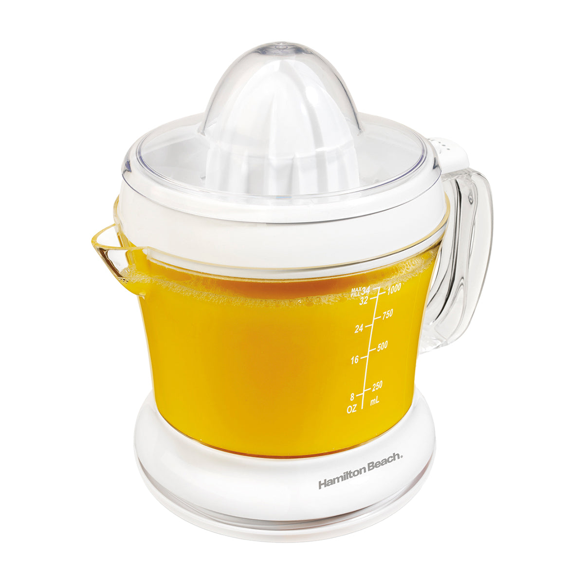Hamilton Beach Exprimidor de Jugo | 1L | Jarra Transparente | Facil de Limpiar | Blanco