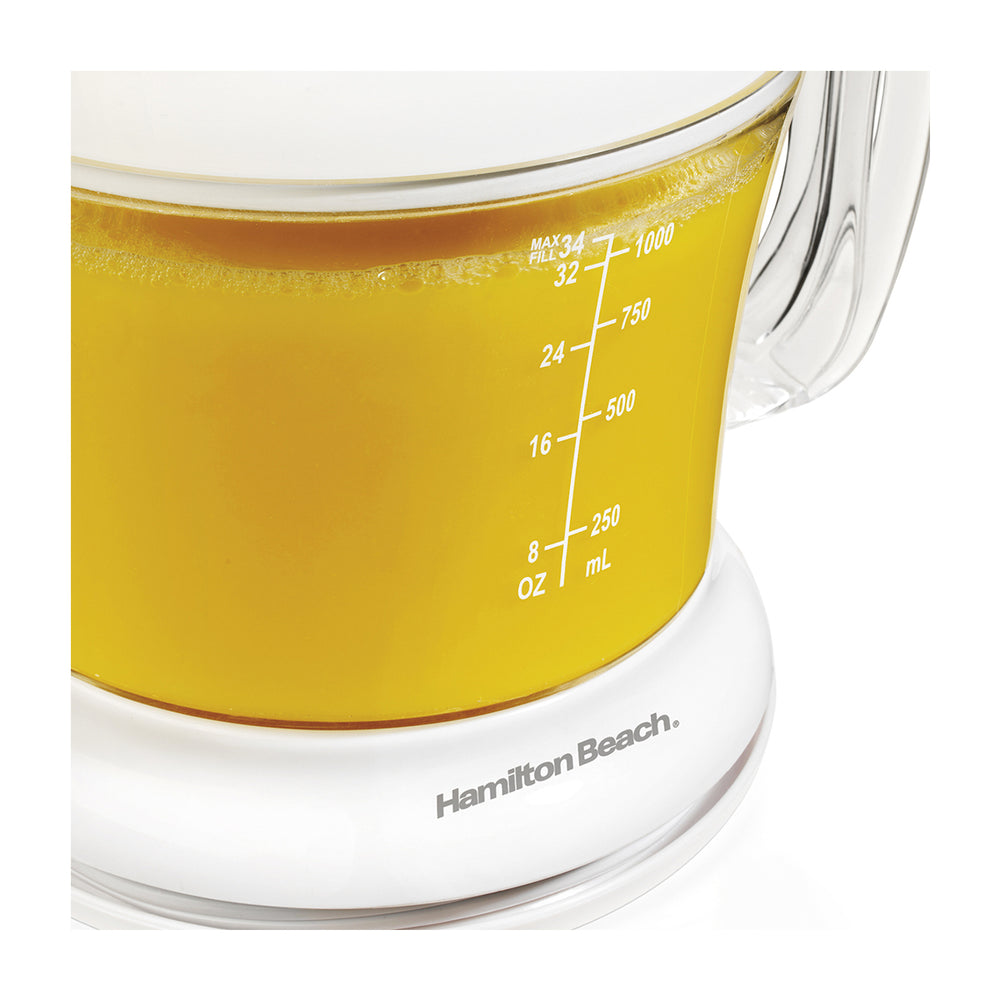 Hamilton Beach Exprimidor de Jugo | 1L | Jarra Transparente | Facil de Limpiar | Blanco