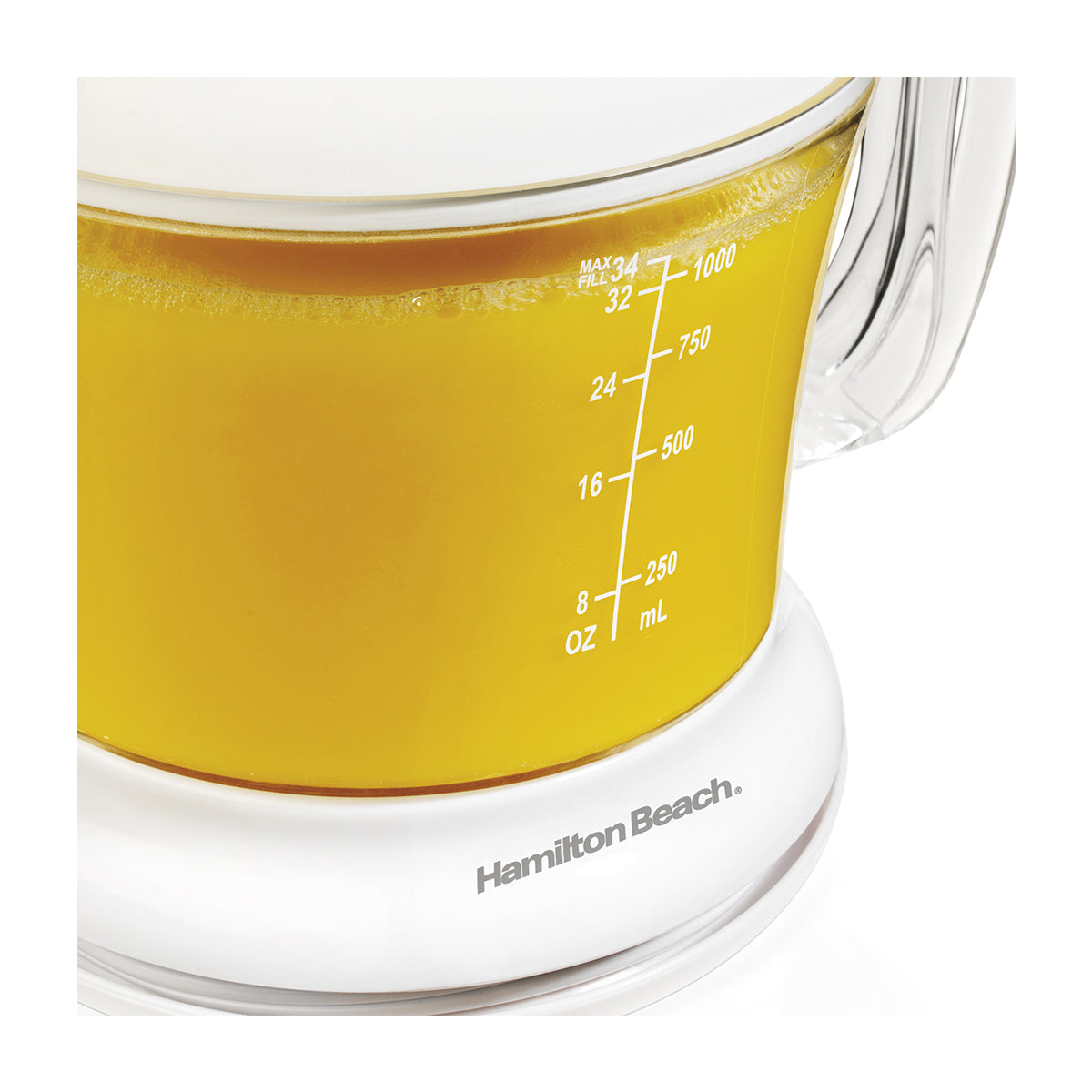 Hamilton Beach Exprimidor de Jugo | 1L | Jarra Transparente | Facil de Limpiar | Blanco