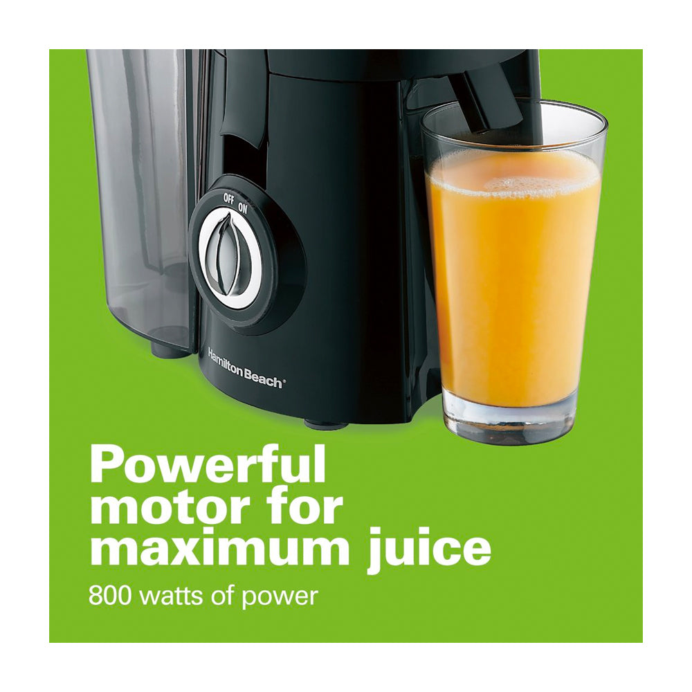 Hamilton Beach Extractor de Jugo Big Mouth® | Colector de Pula XL | 800W | Negro