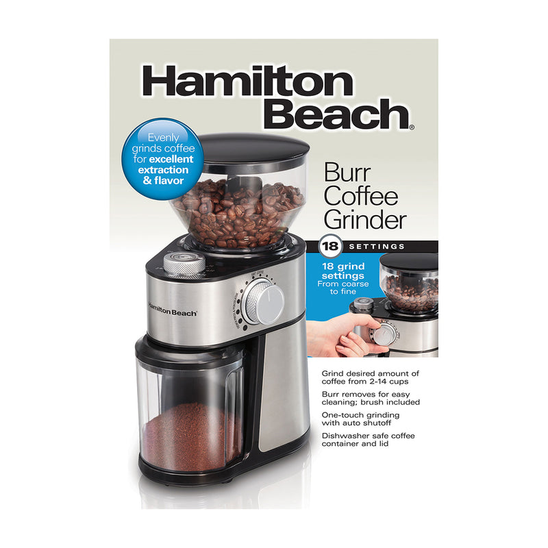 Hamilton Beach Molino de Café | 2 a 14 Tazas | 18 Configuraciones | Acero Inoxidable