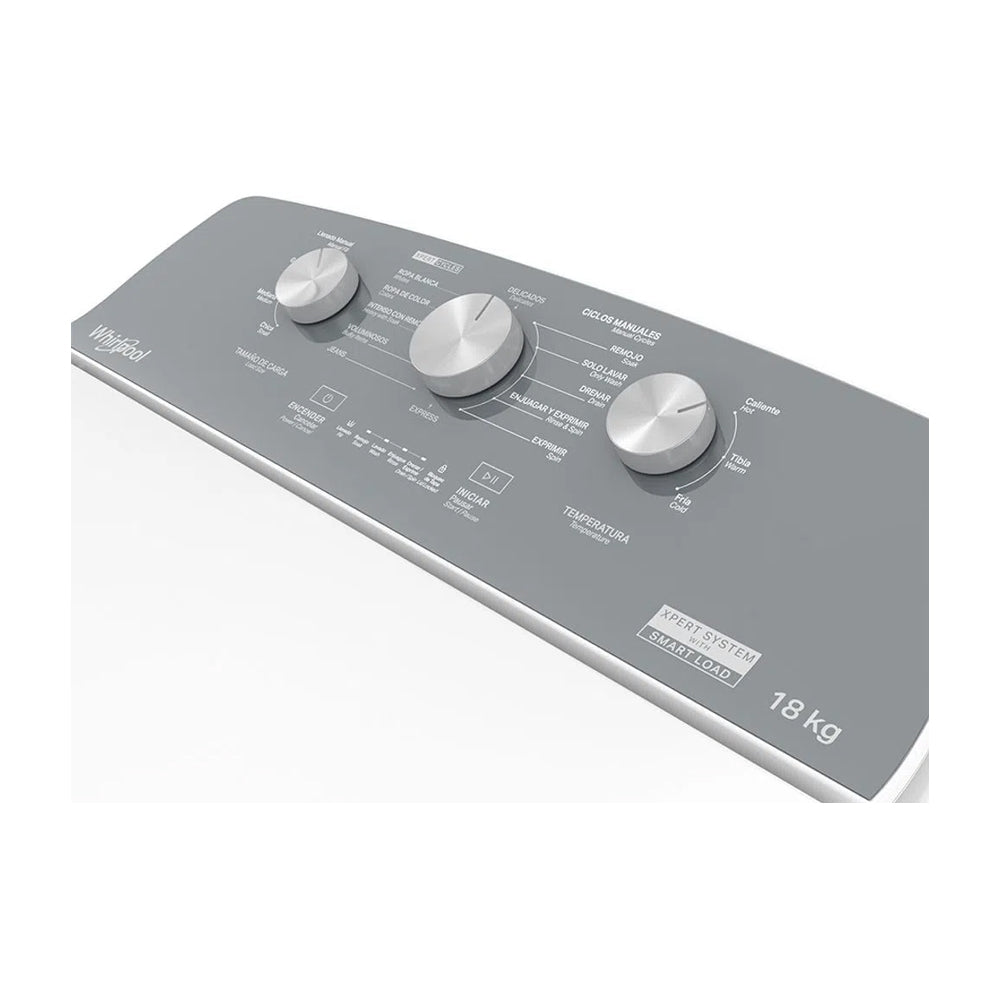 Whirlpool Lavadora Automática de Carga Superior | Sistema Xpert | Potencia & Ahorro | Agitador | Smart Load | 18kg