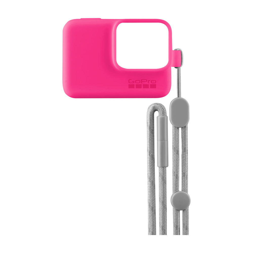 GoPro Silicone Sleeve y Lanyard | Funda y Correa para HERO 7 | Rosado Eléctrico