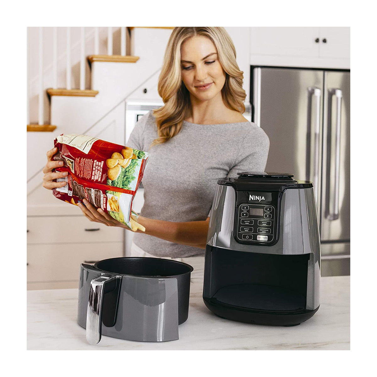 Ninja Freidora de Aire Digital | 3.7L | 4 Programas | Antiadherente | Temporizador | Negro