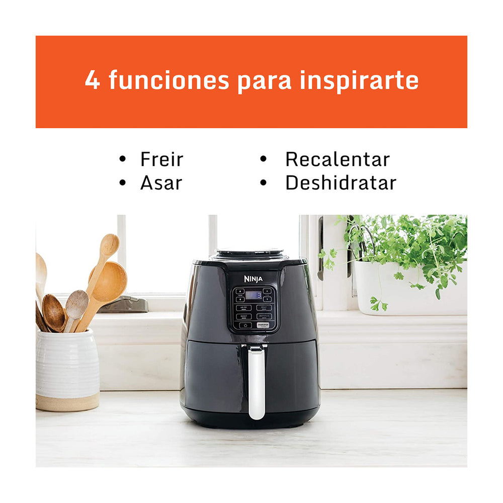 Ninja Freidora de Aire Digital | 3.7L | 4 Programas | Antiadherente | Temporizador | Negro