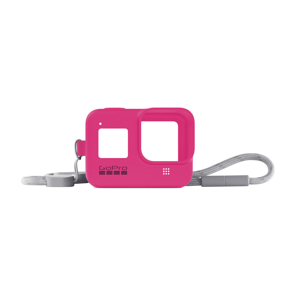 GoPro Silicone Sleeve y Lanyard | Funda y Correa para HERO 8 Black | Rosado Eléctrico