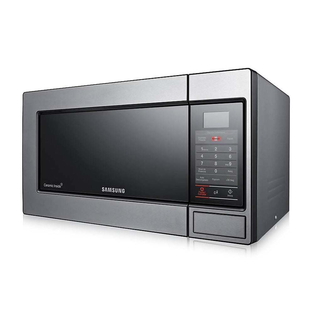 Samsung Microondas de 750W | Tipo Espejo | Interior de Cerámica Esmaltada | Modo Eco | 0.8p3 | Plateado