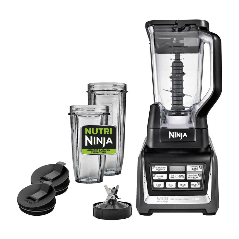 Ninja Nutri-Blender Duo Licuadora / Extractor de Nutrientes de 3 Velocidades | Auto IQ | Tecnología Total Crushing | Pulso | 0.9L / 0.7L & 2L | 1200W | Negro