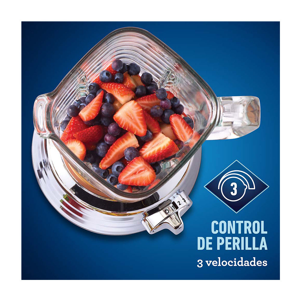 Oster BLSTPBRG Osterizer Max Licuadora de 3 Velocidades | Boroclass | All-Metal Drive | 1.75L | 1500W | Plateado Dorado