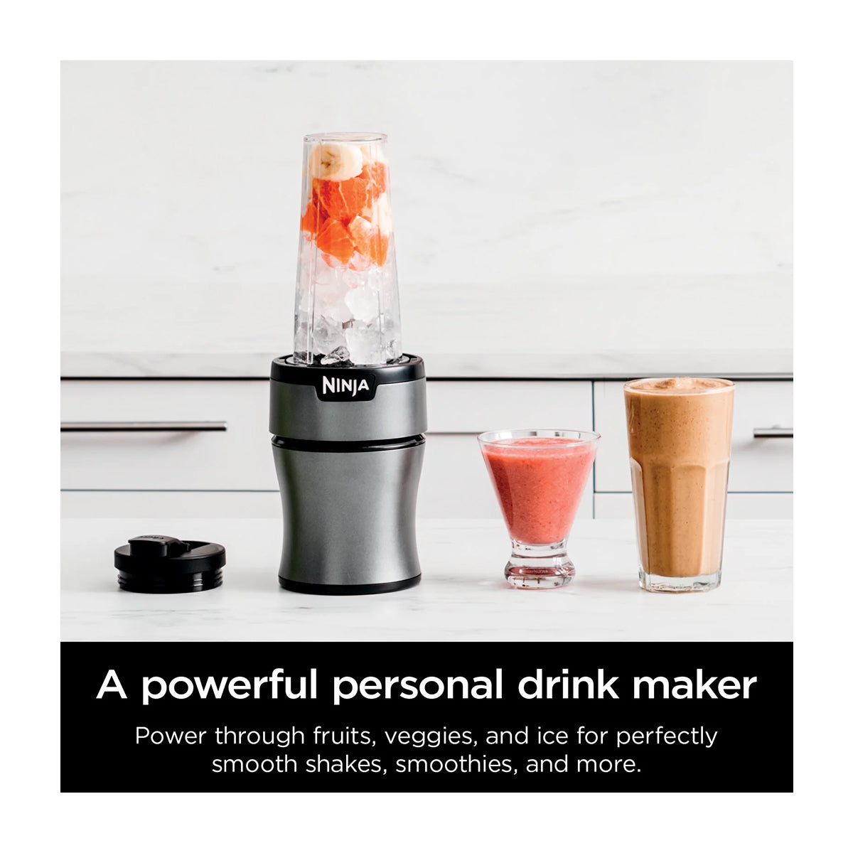 Ninja Nutri-Blender Licuadora / Extractor de Nutrientes Personal Automática | 8 Piezas | 0.5L | 700W | Plateado