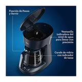 Oster BVSTDCP12B Cafetera de 12 Tazas | Programable | Pantalla LED | Filtro Lavable Permanente | Canasta Removible | Negro