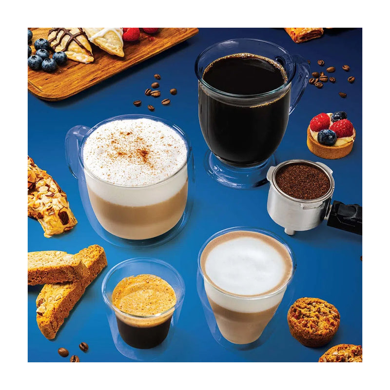 Oster Cafetera de 4 Tazas | 15 Bares | Para Espresso y Capuccino | Sistema Espumadora | Negro