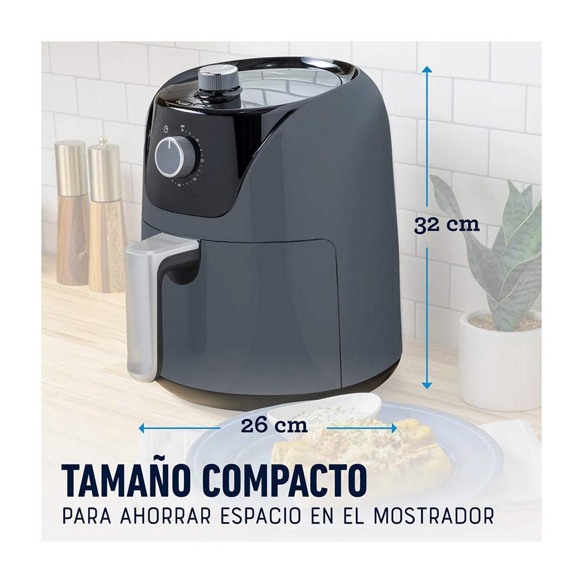 Oster CKSTAF40MDF Freidora de Aire | 4L | Bioceramic | Temporizador | Control de Temperatura | Gris