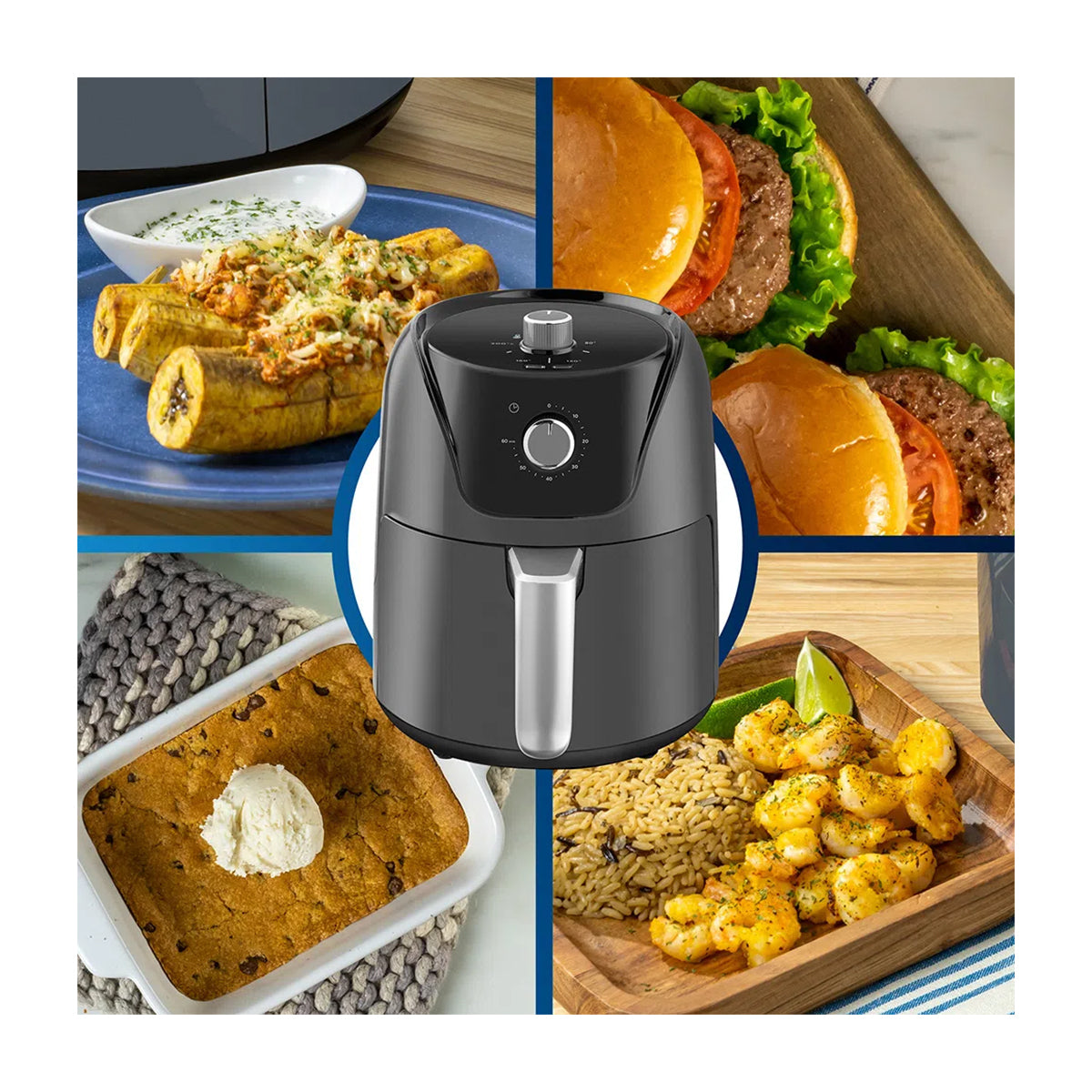 Oster CKSTAF40MDF Freidora de Aire | 4L | Bioceramic | Temporizador | Control de Temperatura | Gris