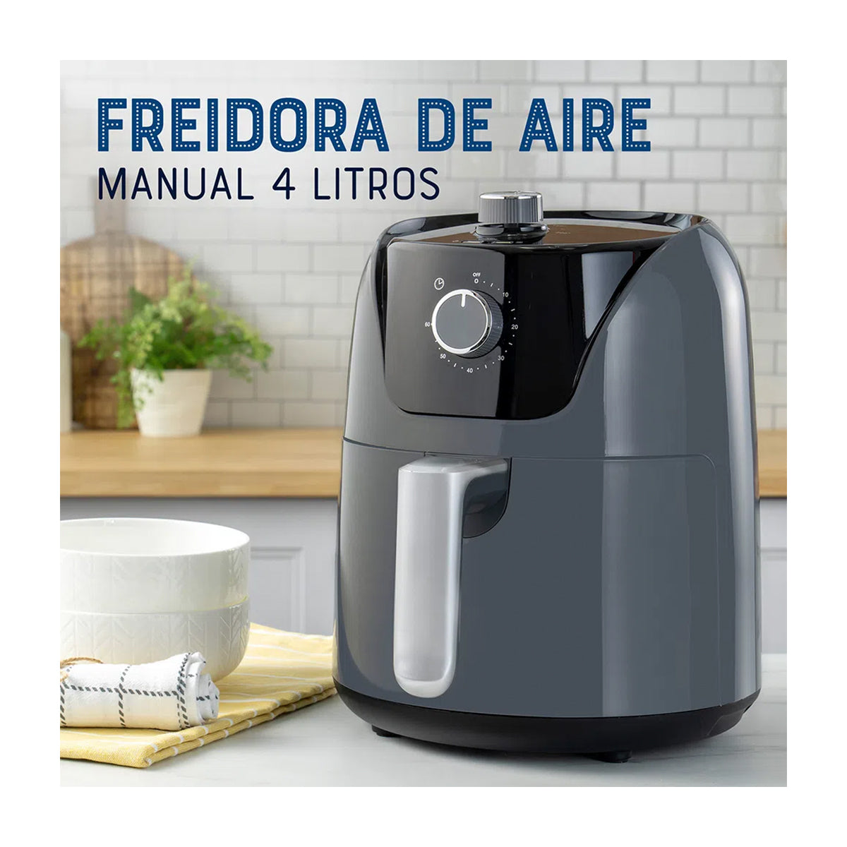 Oster CKSTAF40MDF Freidora de Aire | 4L | Bioceramic | Temporizador | Control de Temperatura | Gris