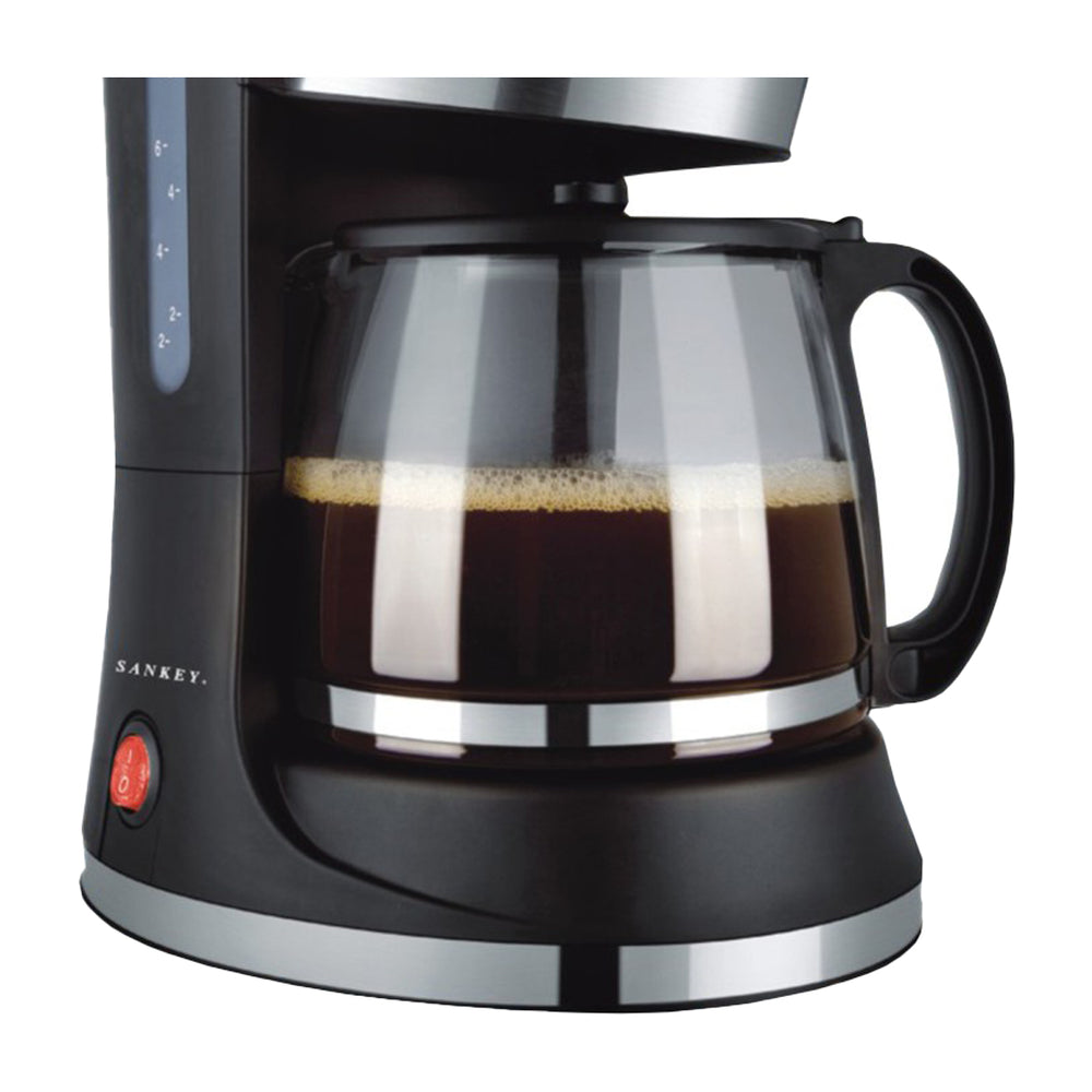 Sankey Cafetera de 12 Tazas | Filtro Permanente Lavable | Interruptor Iluminado | Negro