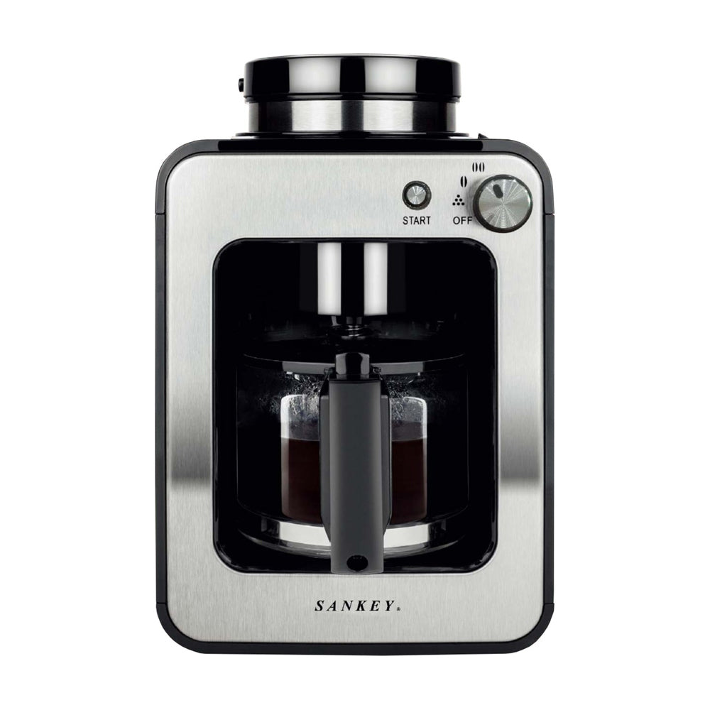 Sankey Cafetera / Moledora de 4 Tazas | Plateado/Negro