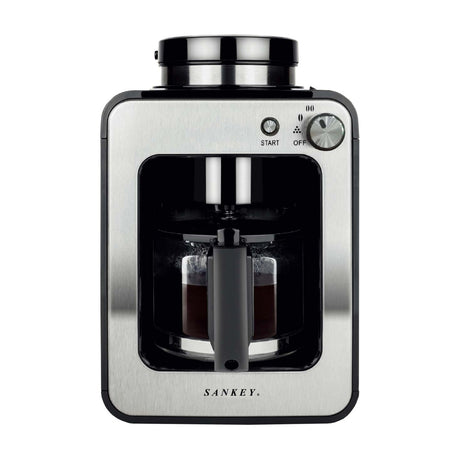 Sankey Cafetera / Moledora de 4 Tazas | Plateado/Negro