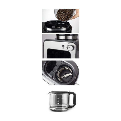 Sankey Cafetera / Moledora de 4 Tazas | Plateado/Negro