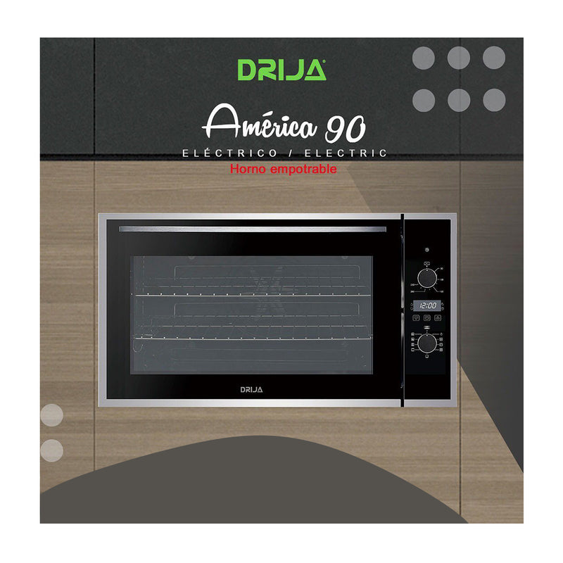 Drija América 90 Eléctrico Digital Horno Multifuncional Empotrable Eléctrico | Puerta de Triple Vidrio | 250°C