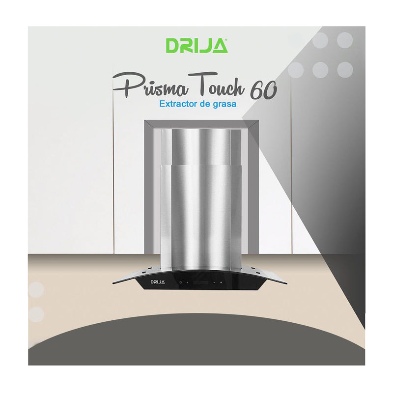 Drija Prisma Touch 60 Extractor de Grasa | Tipo Chimenea | 3 Velocidades | Panel Táctil | 2 Filtros de Carbón | 1 Filtro de Aluminio | 500m3/H