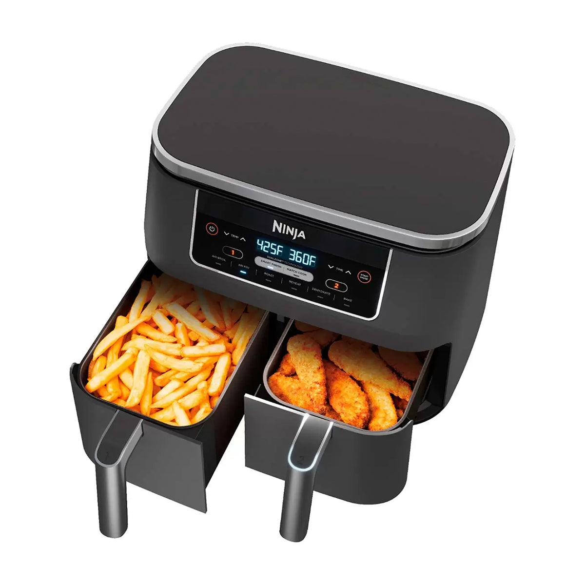 Ninja Foodi Freidora de Aire Digital 6-en-1 | 8QT | 2 Canastas | Tecnología DualZone | Antiadherente | Negro