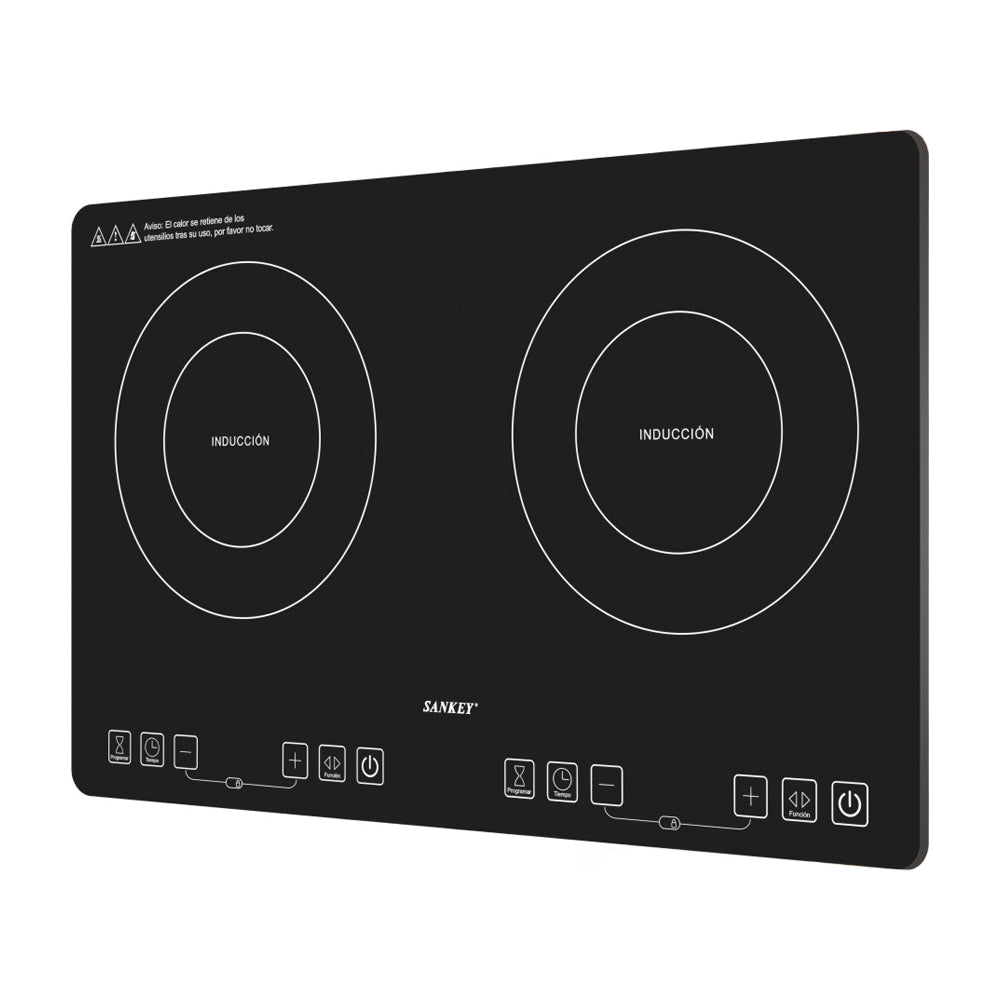 Sankey Estufa de Mesa Eléctrica | Inducción | 2 Quemadores | Multifuncional | Control Táctil | Negro