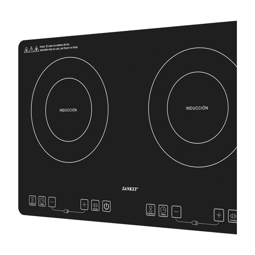 Sankey Estufa de Mesa Eléctrica | Inducción | 2 Quemadores | Multifuncional | Control Táctil | Negro