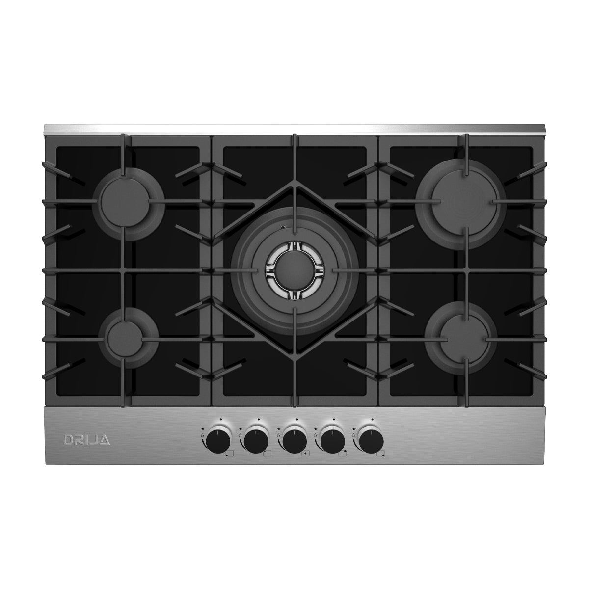 Drija Ferrara 76 Estufa Empotrable a Gas de Vidrio Templado / Acero Inoxidable | 5 Quemadores | 5 Válvulas de Seguridad