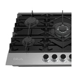 Drija Ferrara 76 Estufa Empotrable a Gas de Vidrio Templado / Acero Inoxidable | 5 Quemadores | 5 Válvulas de Seguridad