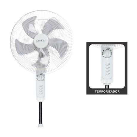 Sankey Abanico de Pedestal de 16" | 3 Velocidades | Temporizador de hasta 60 Minutos | Blanco